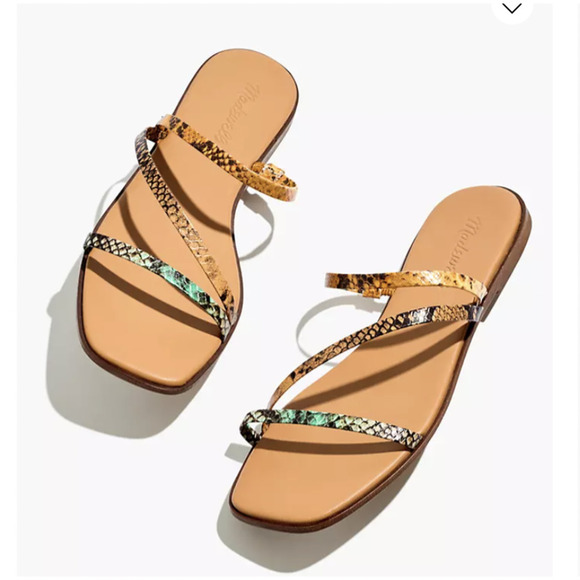 Madewell The Lyra Slide Sandal in Snake Embossed Leather sz 10 - Picture 1 of 6